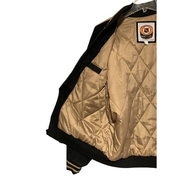 VTG Pittsburgh Penguins Suede Jacket L Bomber Letterman G-III Sports Carl Banks - Picture 8 of 16